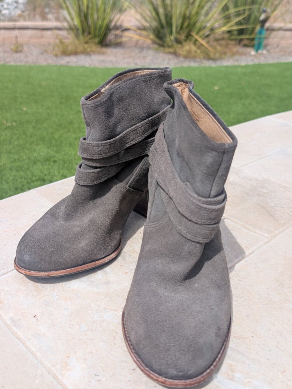 Splendid Grey Suede Strappy Ankle Boots (Size 8.5 M)